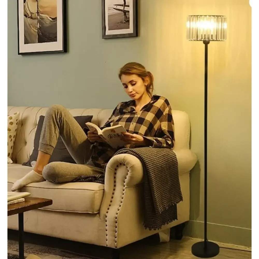 HMVPL Crystal Floor Lamp Black K9 Shade Modern Standing Lamp NEW Open Box